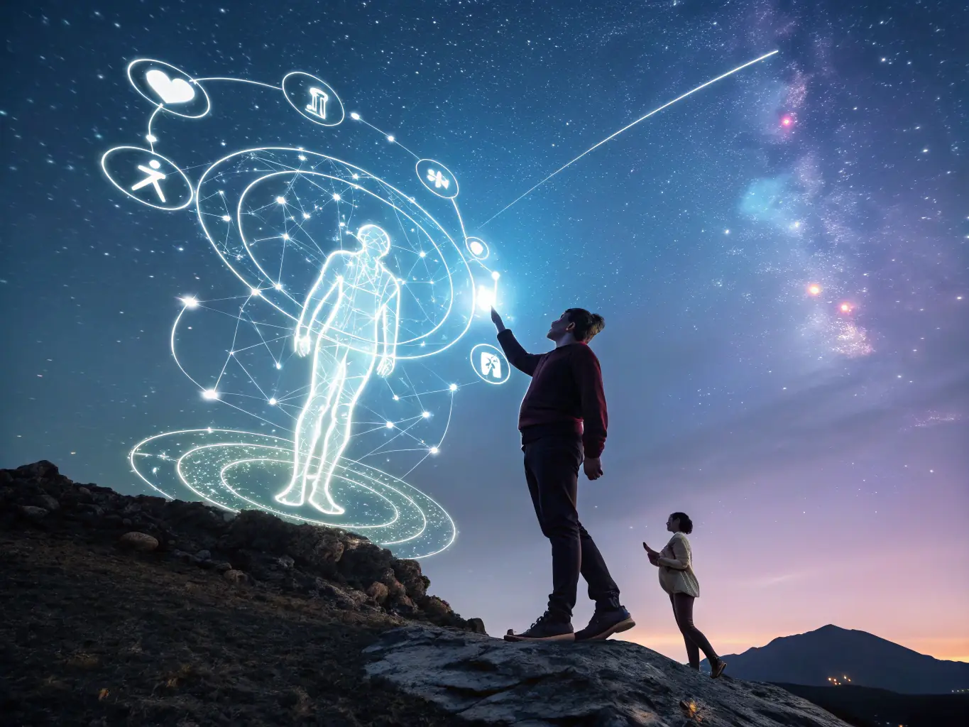 A serene and supportive virtual environment depicting an AI counselor avatar offering guidance through a digital interface, symbolizing personalized and confidential support.