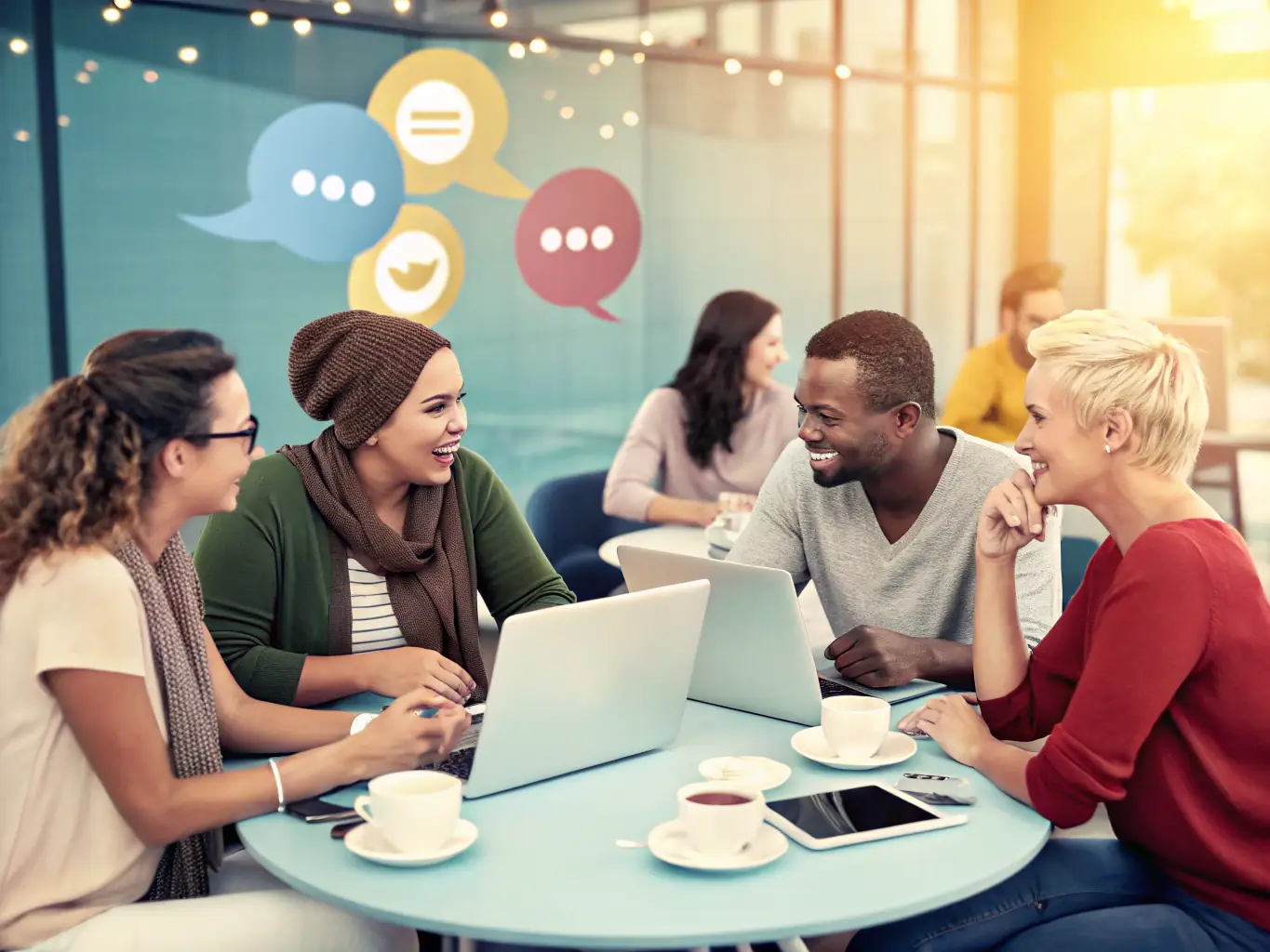 A diverse group of individuals engaging in a virtual community forum, discussing and supporting each other on topics related to sexual health and relationships.